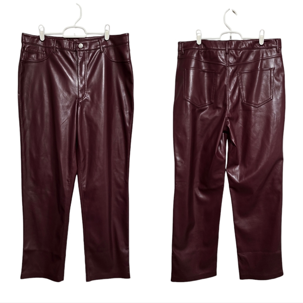 Joie faux leather pants in burgundy - Picture 2 of 7
